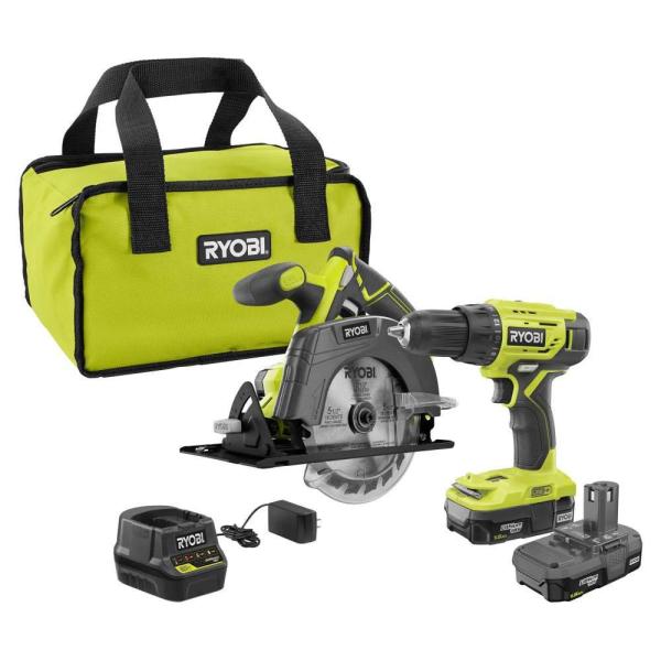 Ryobi P1816 18V Drill and Circular Saw Starter Kit...