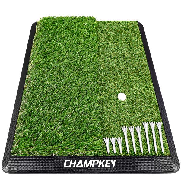 CHAMPKEY Dual Turf Golf Hitting Mat | Come with 9 ...