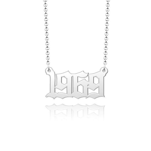 CoolJewelry Birth Year Number Necklace Semi Custom...