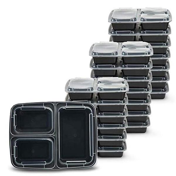 [150Pack] 32oz Meal Prep Containers, Black Plastic...