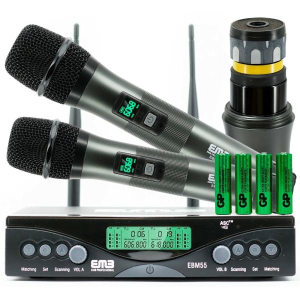 EMB EBM55 Dual UHF Wireless Handheld Microphone Sy...