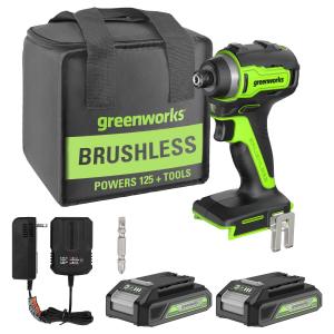 Greenworks 24V Brushless 1/4" Cordless Impact Driver, (2) 2.0Ah  並行輸入品｜lucky39