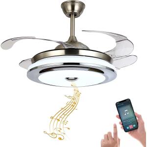 42'' Reversible Bluetooth Ceiling Fan with Light and Speaker, LE 並行輸入品｜lucky39