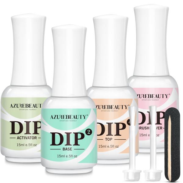 AZUREBEAUTY 4+4Pcs Dip Powder Liquid Set 15ml/0.5o...