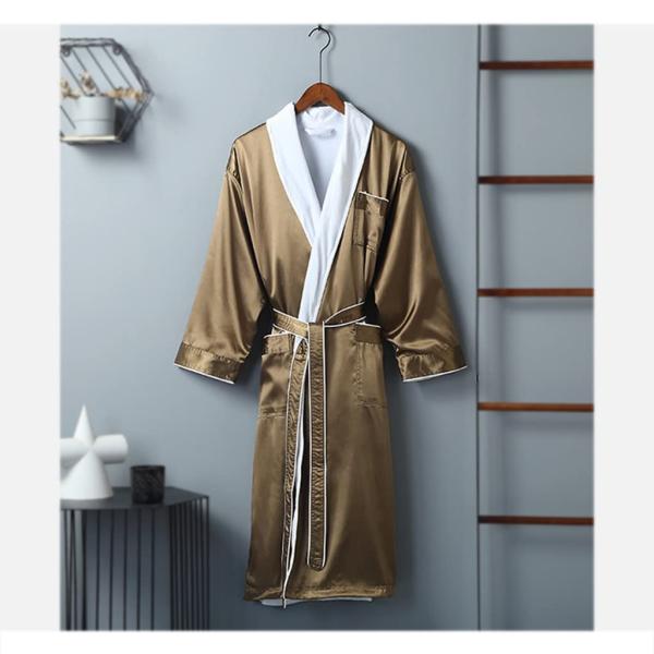 Luxury Silk Hotel Robe Spa Bathrobe for Women Mens...