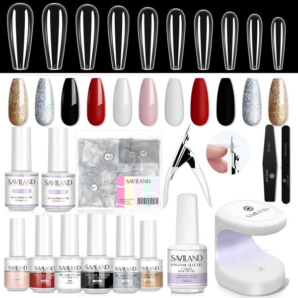 SAVILAND Gel Nail Kit with Everything   White Blac...