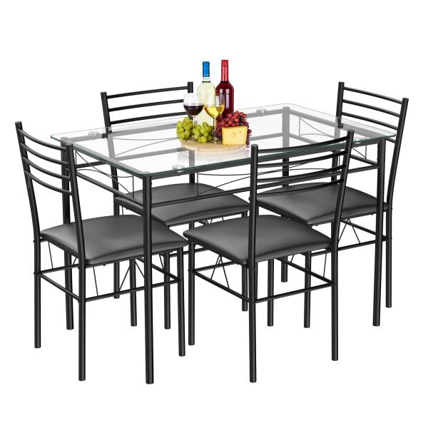NAFORT 5 Piece Dining Table Set for 4, Modern Smal...