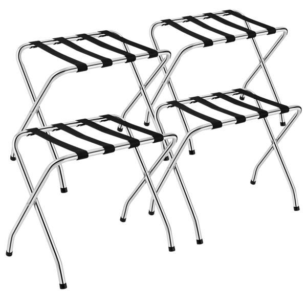 GOFLAME Folding Luggage Rack, Chrome Metal Suitcas...