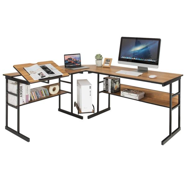 Tangkula 67 Inches L Shaped Office Desk, Corner Co...