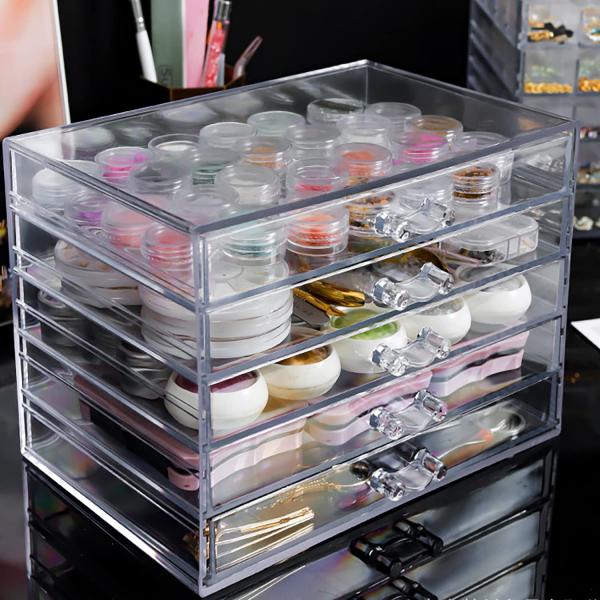 5 Tier Nail Art Decoration Storage Box Transparent...