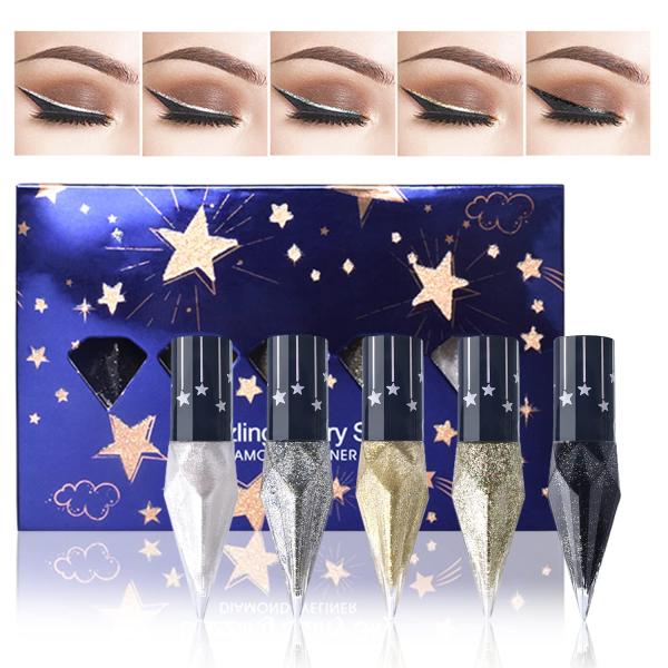 Erinde [5PCS] Glitter Eyeliner Liquid Set, Metalli...