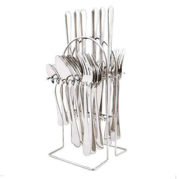 Snplowum 24pcs Silver Flatware Set With Holder, St...