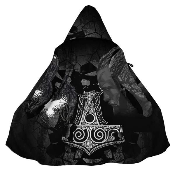Viking Hooded Cloak for Men, Nordic Faux Cashmere ...