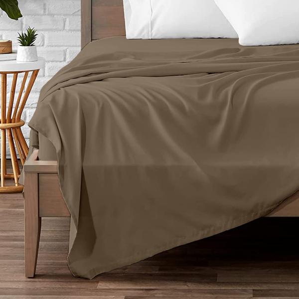 Oversized King Taupe Flat Sheet 600 Thread Count 1...