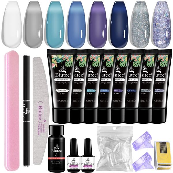 Poly Nail Extension Gel Kit 8 Colors Poly Nails Ge...