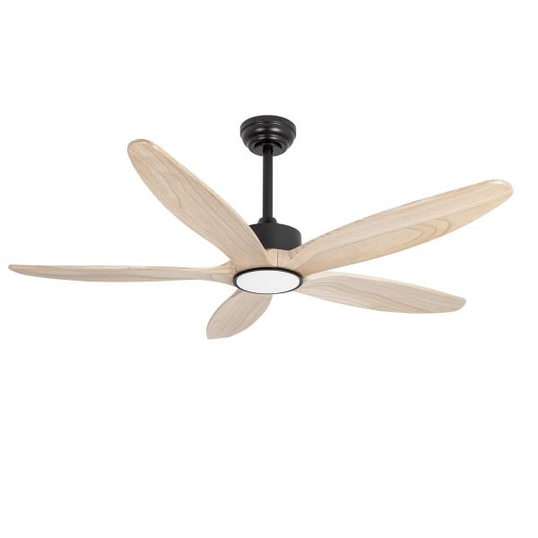 Wozzio 5 Wood Blades Ceiling Fan with Light and Re...