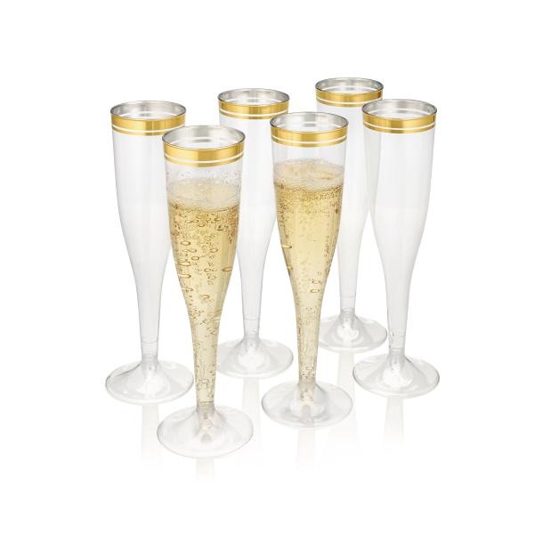 Perfect Settings 100 Pack Plastic Champagne Flutes...