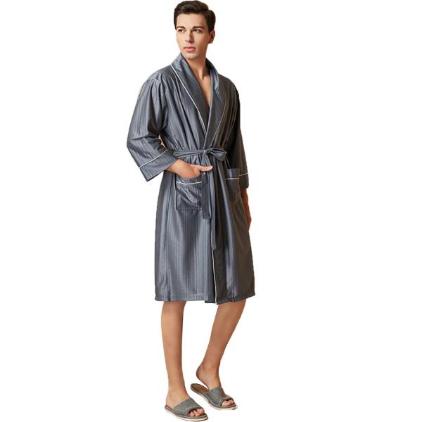 GHYUBYER Men&apos;s Luxurious Kimono Robe Ice Silk Ligh...