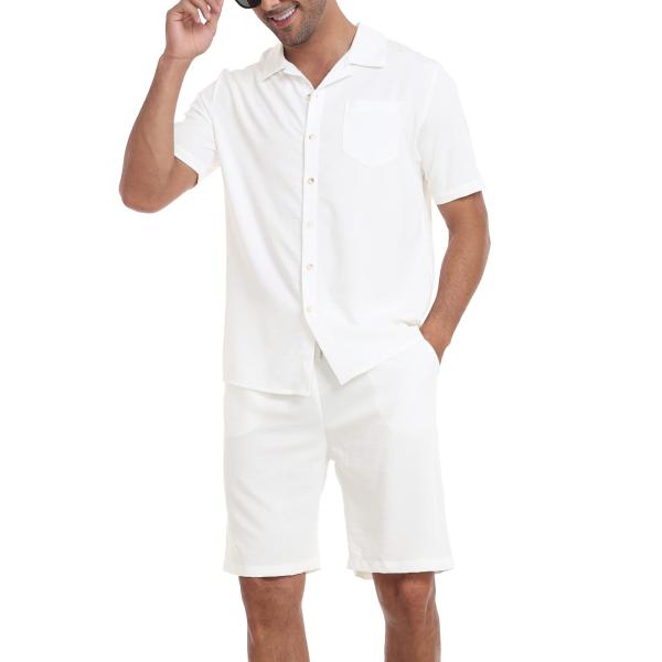 MoFiz Mens Track Suits Short Set Outfits White Lig...
