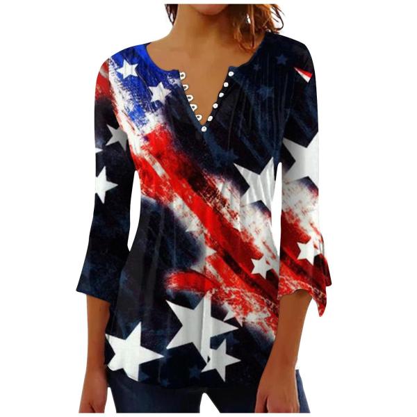 4th of July Shirts for Women Independence Day Star...