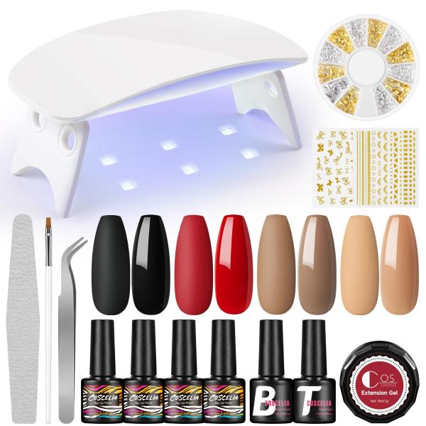 Gel Nail Polish Set with U V Light Starter Kit 4pc...