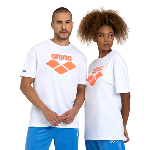 ARENA Standard Icons Unisex T Shirt, White/Orange ...