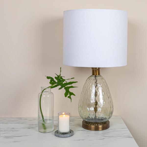 Creative Co Op Textured Glass Base Table Lamp with...