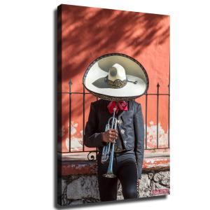 Man with Trumpet from Mariachi Group, Mexico Poster Canvas Wall  並行輸入品｜lucky39