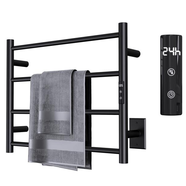 Sharpeye Towel Warmer with 24hr Timer, 4 Bar Matte...