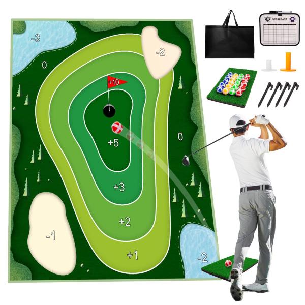 SJEhome チッピングゴルフゲームマット ゴルフ練習マット インドアアウトドアゲーム 大人と家族...