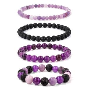 Vinswet 4pcs Natural Stone Beaded Bracelets for Women Men,Healin 並行輸入品｜lucky39