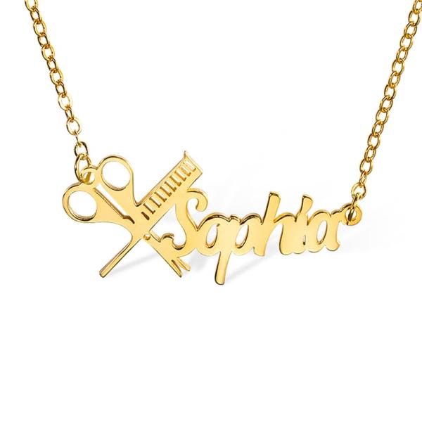 Personalized Hairstylist Necklace with Name Scisso...