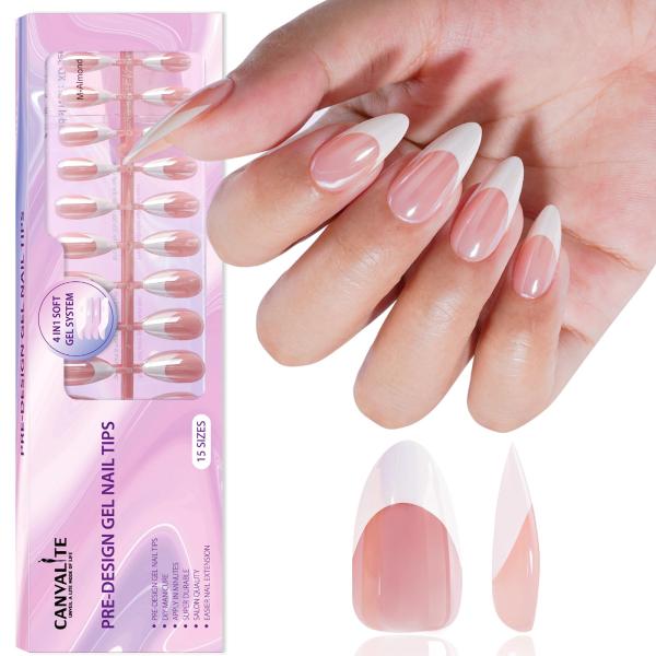 Canvalite Chrome French Tip Press on Nails Gel Nai...