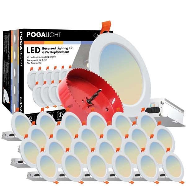 Recessed Lighting 6 Inch, 24 Pack 6Inch 5CCT Ultra...