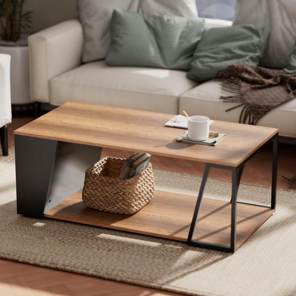 SunsGrove 2 Tier Coffee Table, Rustic Wood Center ...