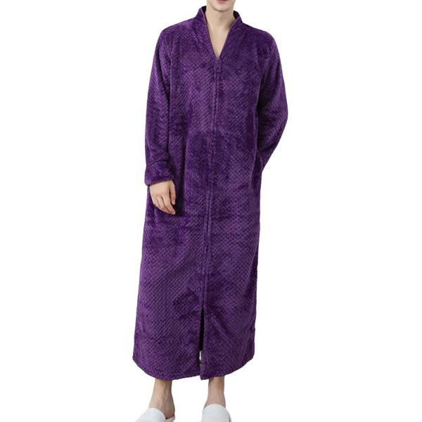 Mens Fleece Plush Robe Comfy Zipper Full Length Lo...