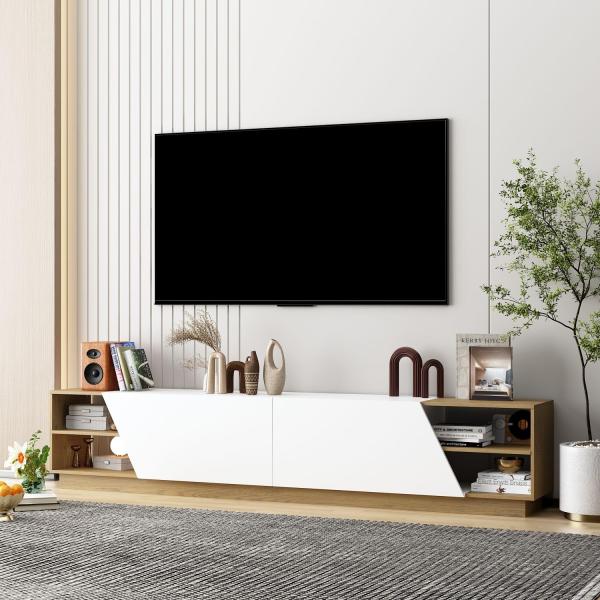 FAMAPY Modern TV Console TV Stand with Open Shelve...