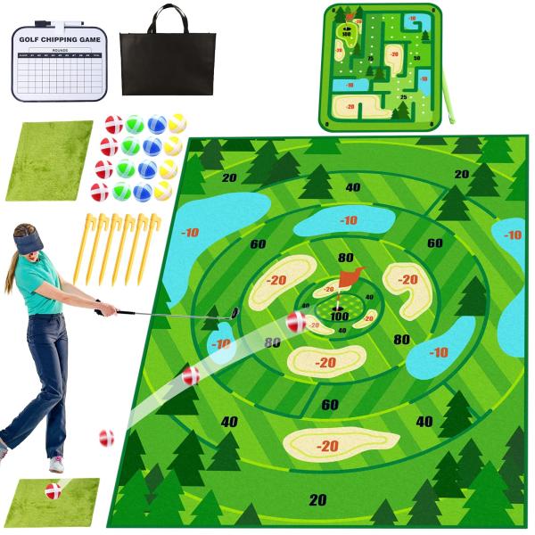 チッピングゴルフゲームマット。 2 in 1 Golf Chipping Game Mat,6.5x...