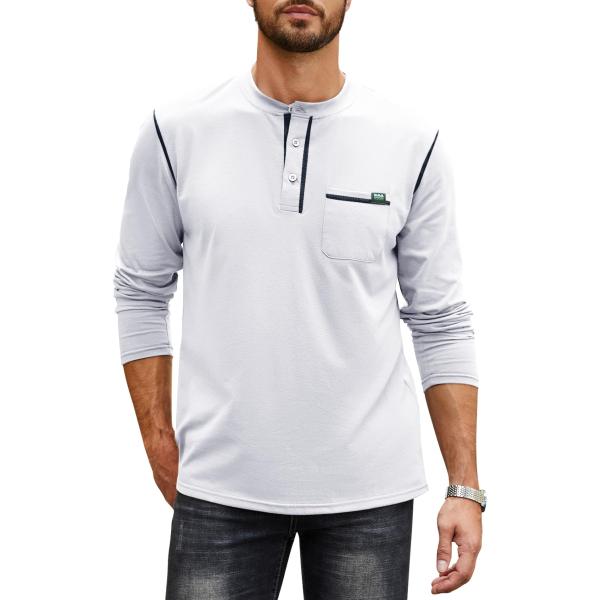 Eisctnd Men&apos;s Henley Shirt Long Sleeve Cotton Ligh...