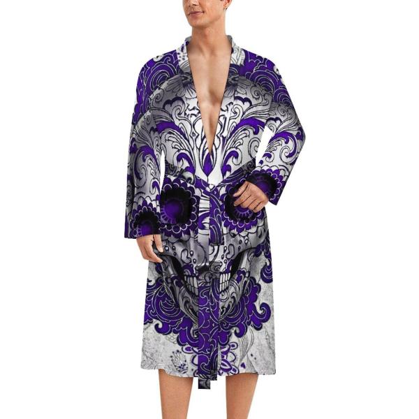 Day of The Dead Skull Mens Robe Soft Lightweight K...