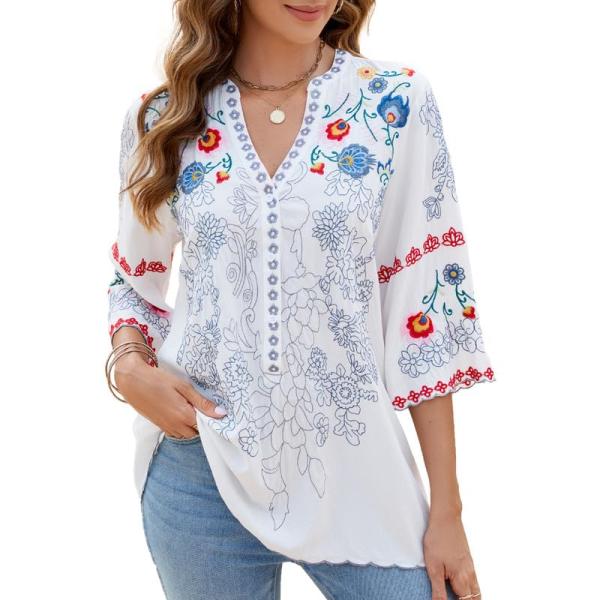 Mexican Shirts Peasant Blouses Cotton Embroidered ...