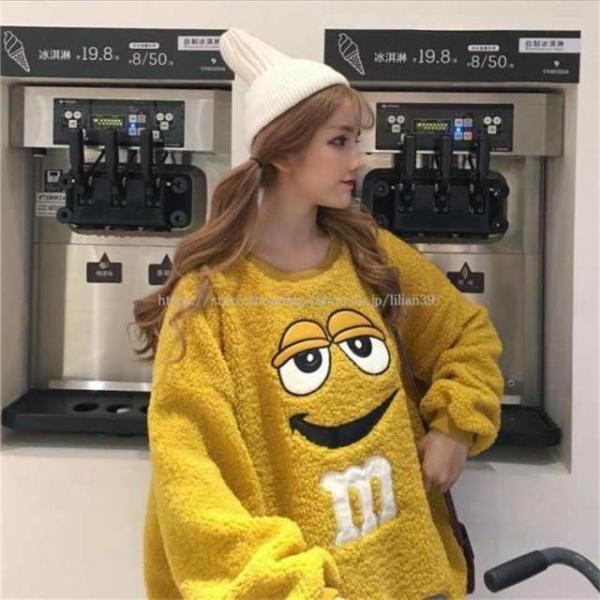 レディース メンズ ボアトレーナー m＆m’s エムアンドエムズ ゆったり ユニッセクス キャラクタ...