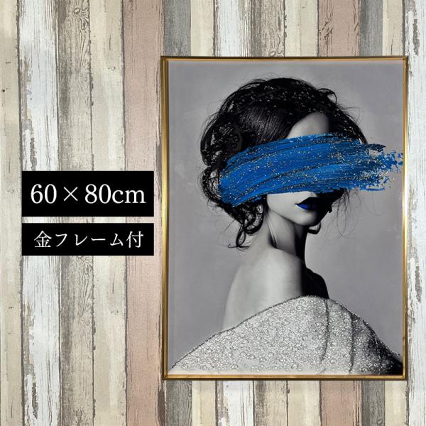 水晶パネル アートパネル 水晶絵 60×80cm 金フレーム付き 女性 クリスタル ゴールド 絵 イ...