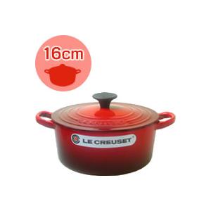 ル・クルーゼ／LECREUSET　ココットロンド16cm　チェリーレッド　（ルクルーゼ：両手鍋：正規...