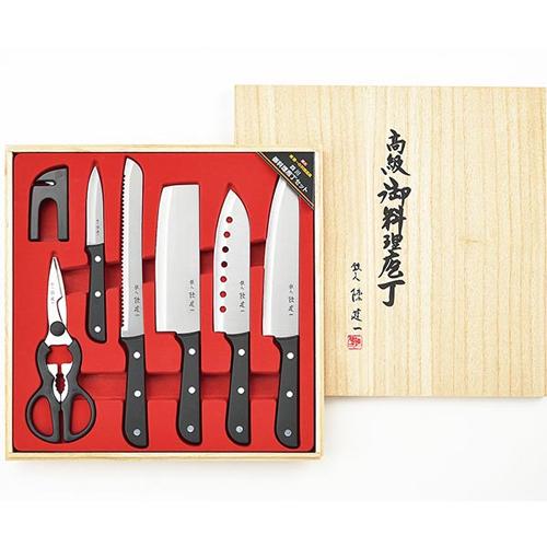 タマハシ 陳建一 御料理包丁7PCセット CK-545 （包丁セット・穴明万能包丁・牛刀包丁・菜切包...