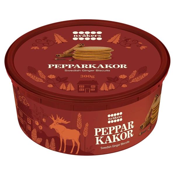 ジンジャークッキー 300g 1缶 Nyakers スウェーデン直輸入 かわいいお菓子 PEPPAR...
