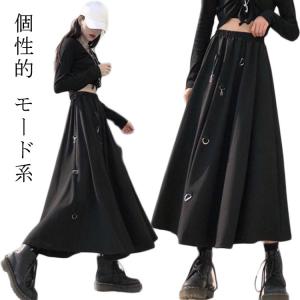 ゴシック コルセット ロング スカート (黒) アシンメトリー ハイ