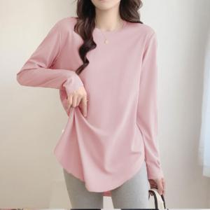 長袖 tシャツ カットソー クルーネック チュ...の詳細画像2