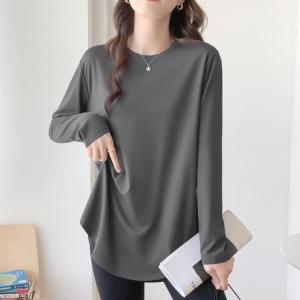 長袖 tシャツ カットソー クルーネック チュ...の詳細画像3