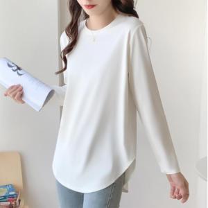 長袖 tシャツ カットソー クルーネック チュ...の詳細画像4